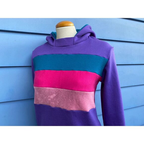 Galactic Swirl Upcycled Hoodie with Pockets Sweatshirt One-Of-A-Kind MungoCrafts - Picture 2 of 6